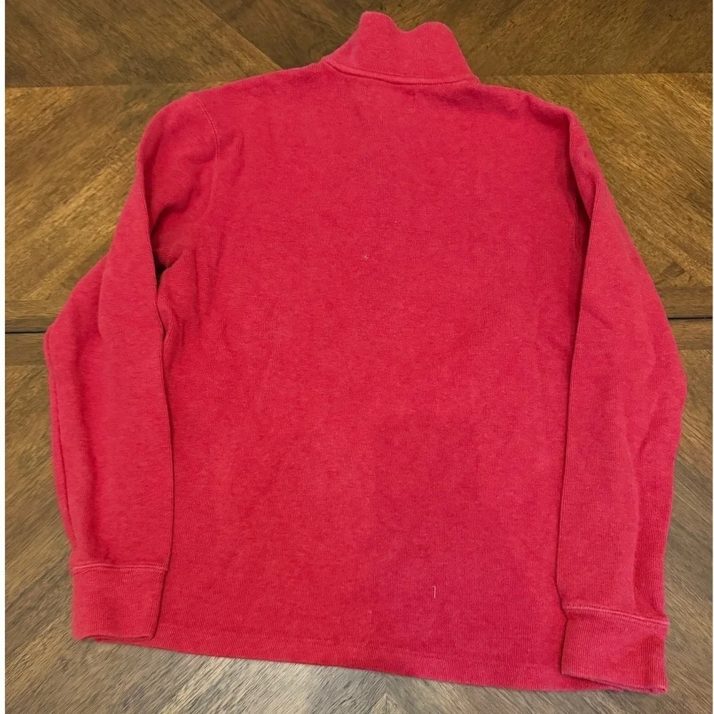 Polo Ralph Lauren Mens Medium Red‎ 1/4 Zip Cotton Ribbed Pullover Sweater Pony